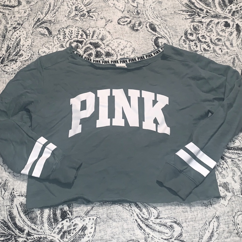 Like new PINK cropped raw edge sweatshirt